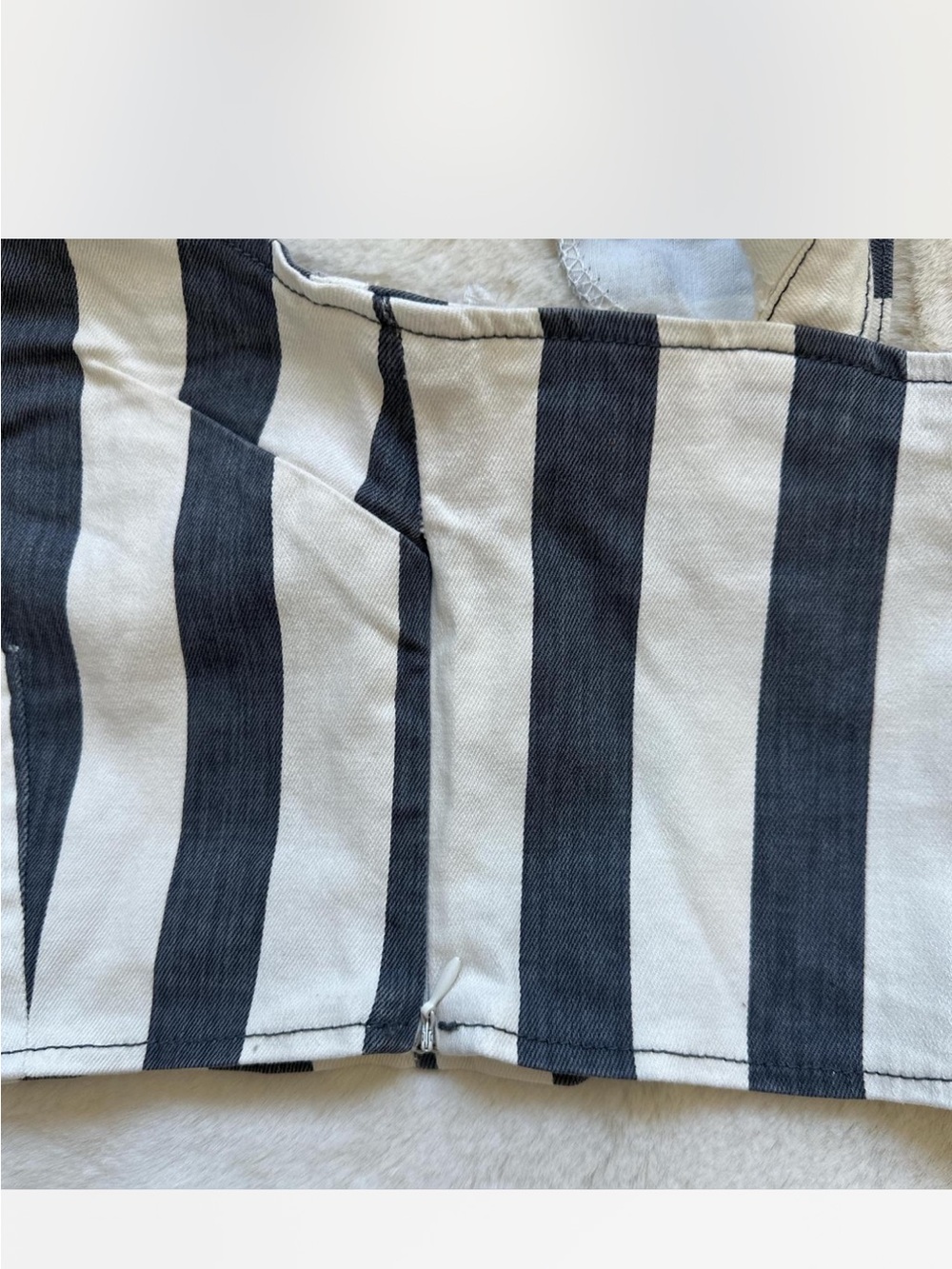 Striped Ruffle-Strap Denim Top - Picture 3 of 3